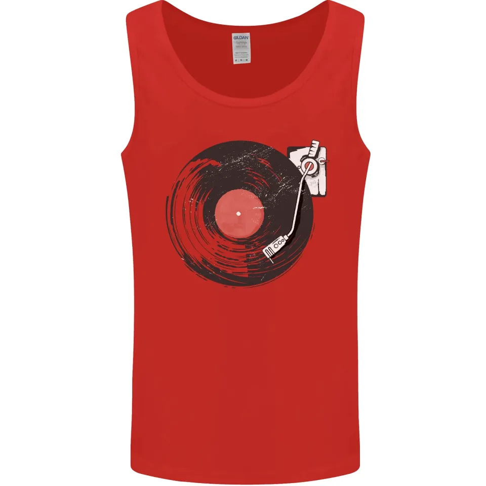 Distressed Vinyl Turntable DJ Men's Tank Top