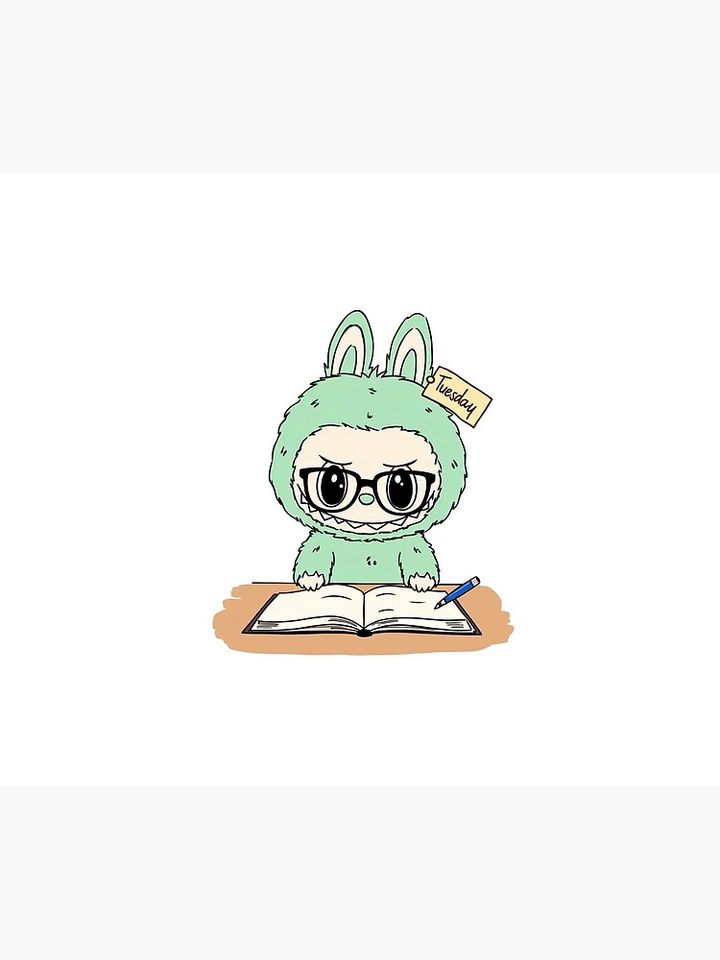 Studious Labubu with Glasses and Notebook Throw Blanket, Gift for Kids, Cute Gift