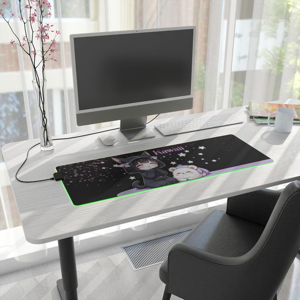 Kawaii LED Gaming Mouse Pad: RGB Anime Desk Decor
