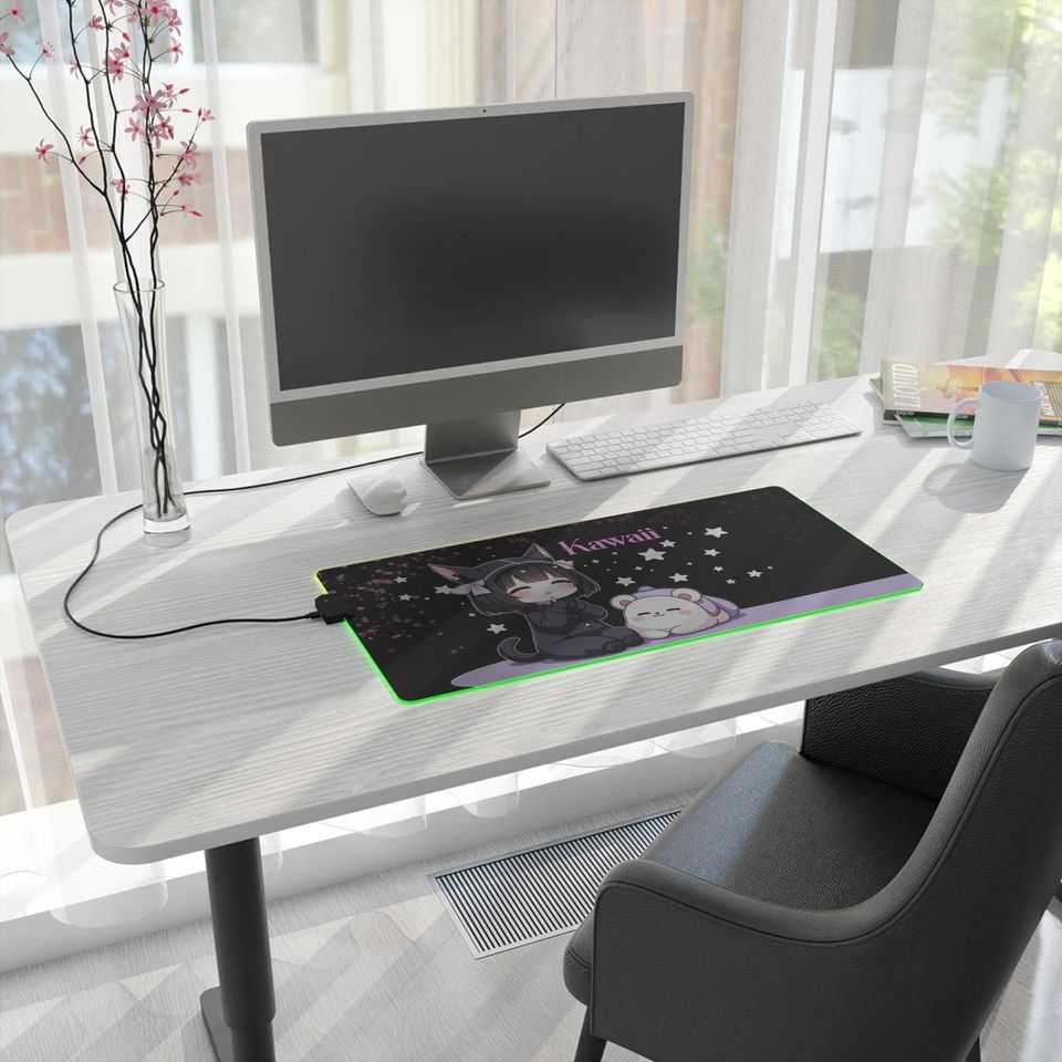Kawaii LED Gaming Mouse Pad: RGB Anime Desk Decor