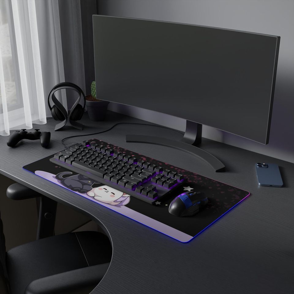 Kawaii LED Gaming Mouse Pad: RGB Anime Desk Decor