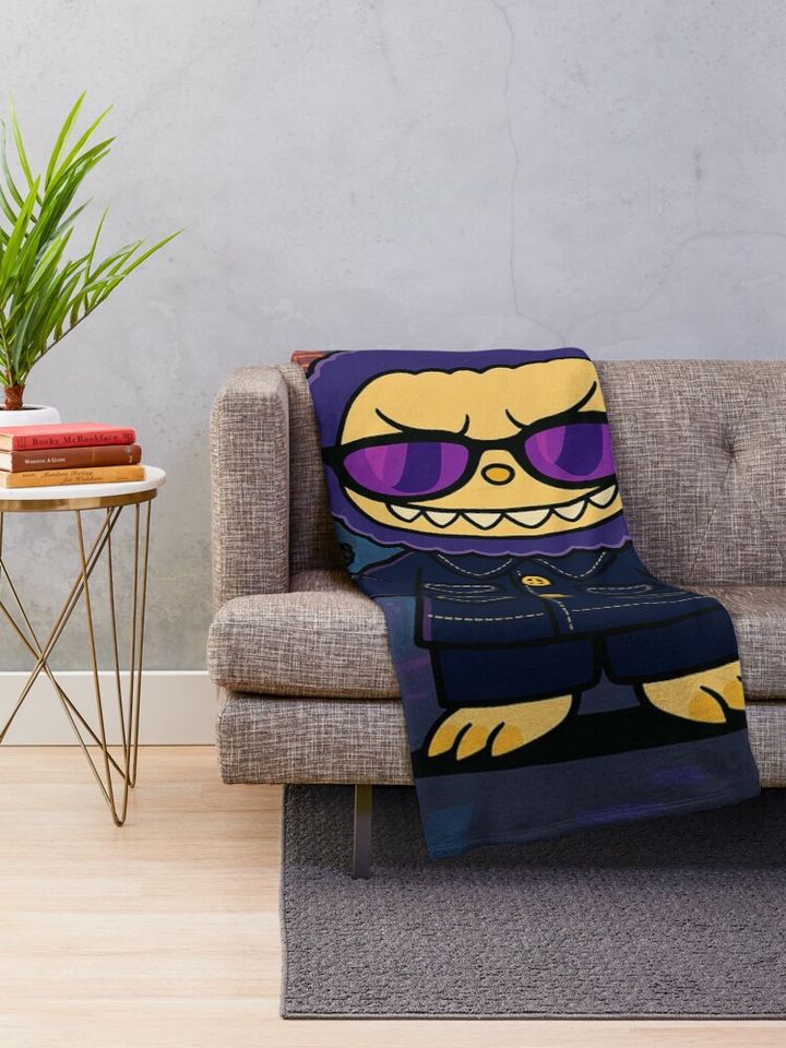 Labubu x Cyberpunk Crossover Throw Blanket, Gift for Kids, Cute Gift
