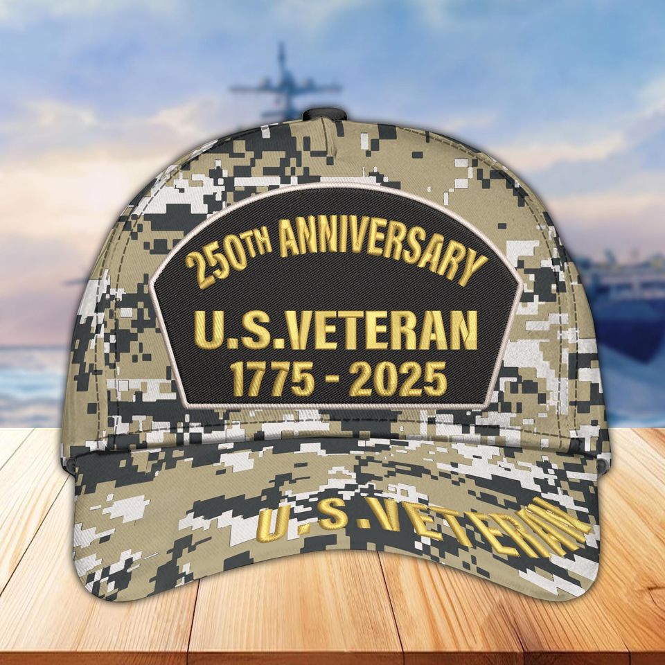 Embroidered Veteran Hat - 250th Anniversary Military Caps
