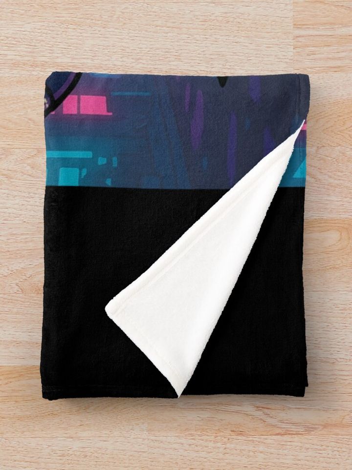 Labubu x Cyberpunk Crossover Throw Blanket, Gift for Kids, Cute Gift