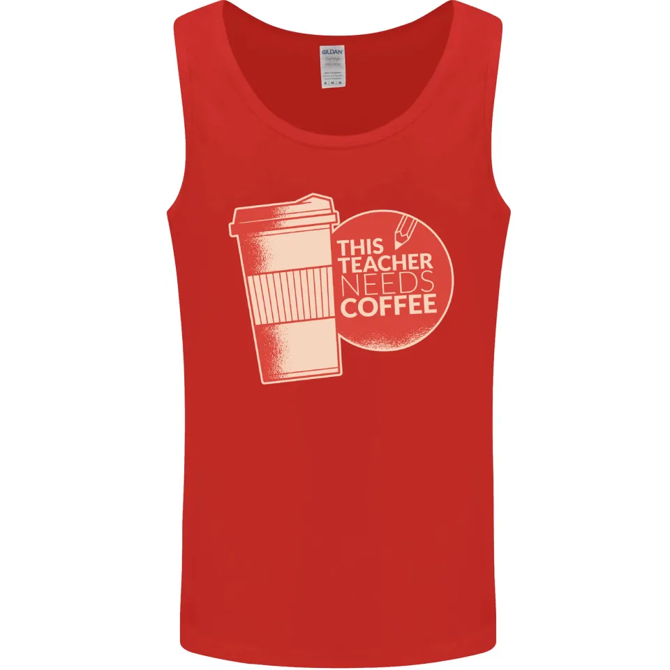 Funny Teacher Coffee Vest Tank Top for Men