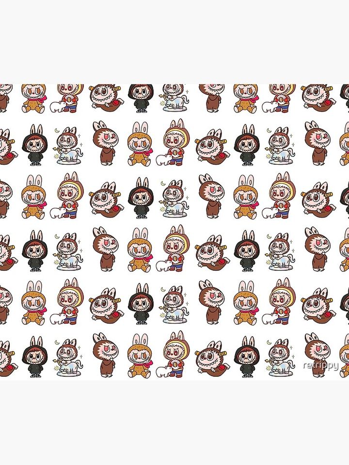 Labubu sticker pack monsters Throw Blanket, Gift for Kids, Cute Gift