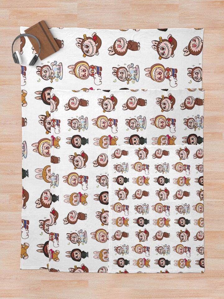 Labubu sticker pack monsters Throw Blanket, Gift for Kids, Cute Gift