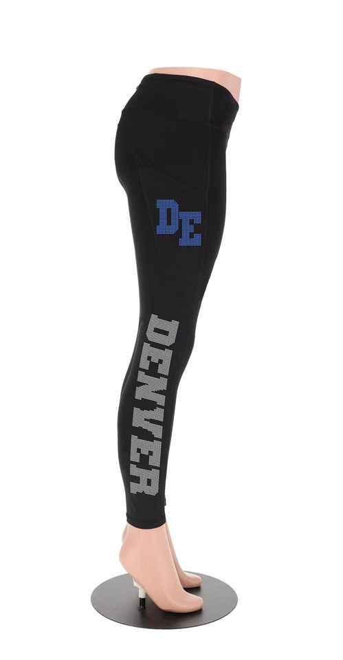Denver Football Rhinestone Leggings for Women