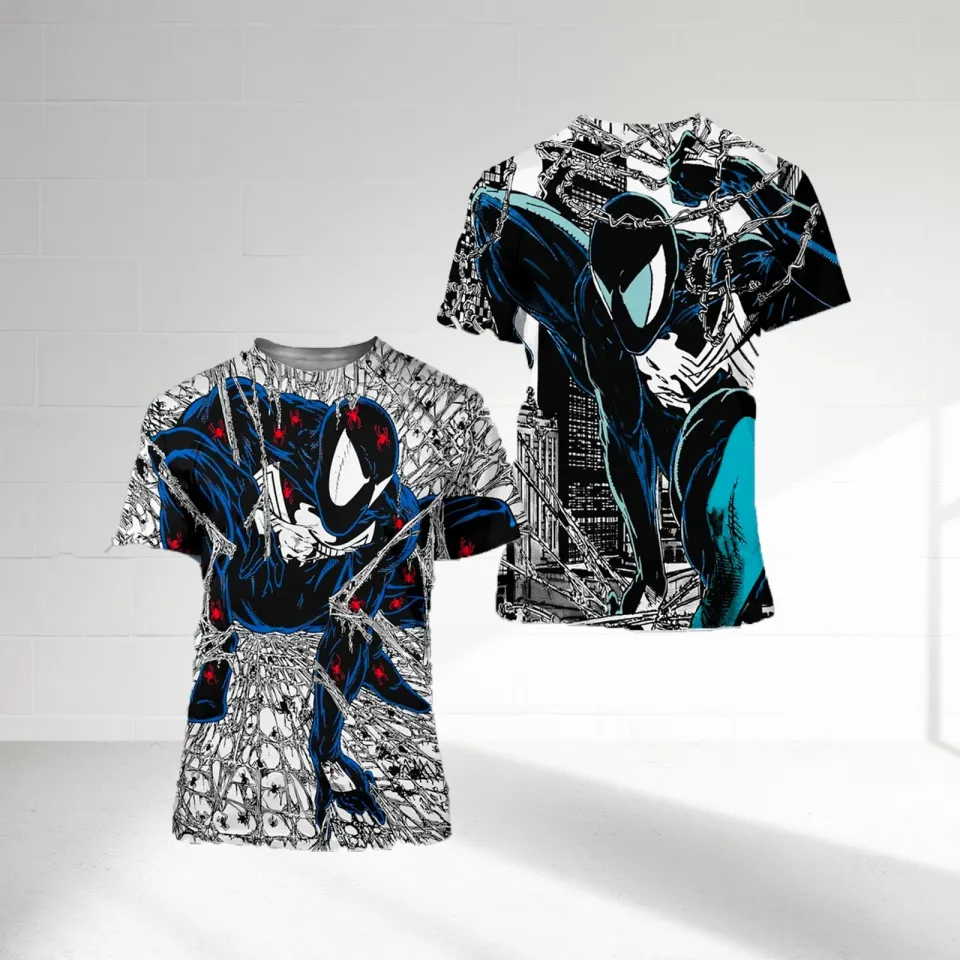 Spiderman Symbiote 3D Printed T-Shirt Villain Venom Comic Artwork