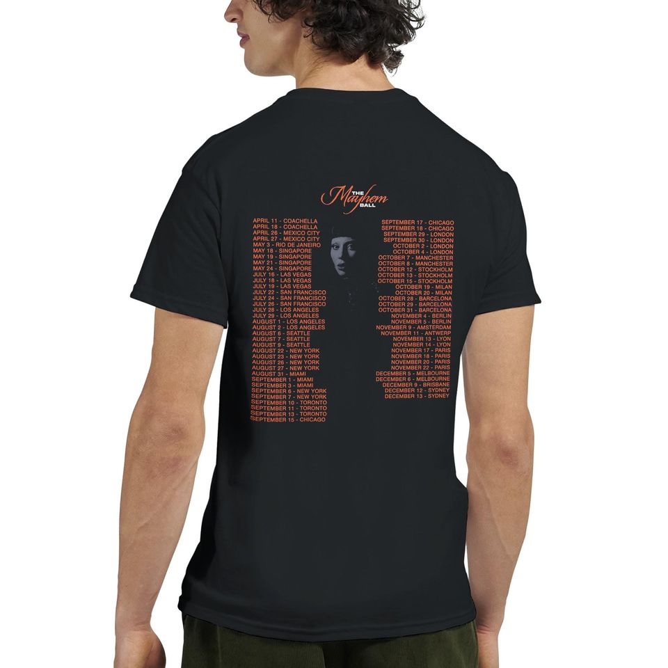 Mayhem Tour Tshirt, 2 sided Design Tee, Ld ga Shirt, Pop Music Lover Shirt