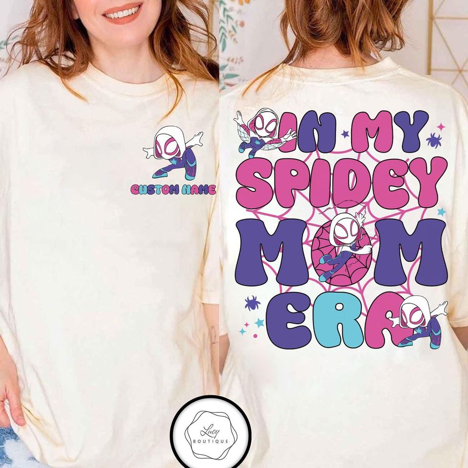 Personalized 2-Sided In My Spidey Mom Era T-Shirt, Spider Hero Mom Tee