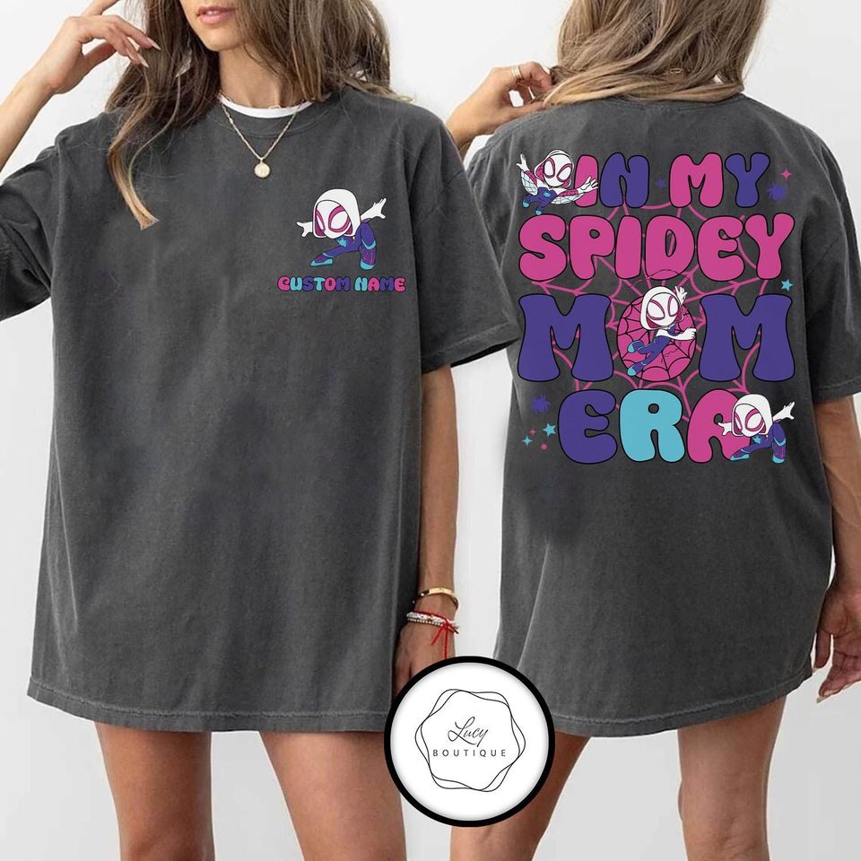 Personalized 2-Sided In My Spidey Mom Era T-Shirt, Spider Hero Mom Tee