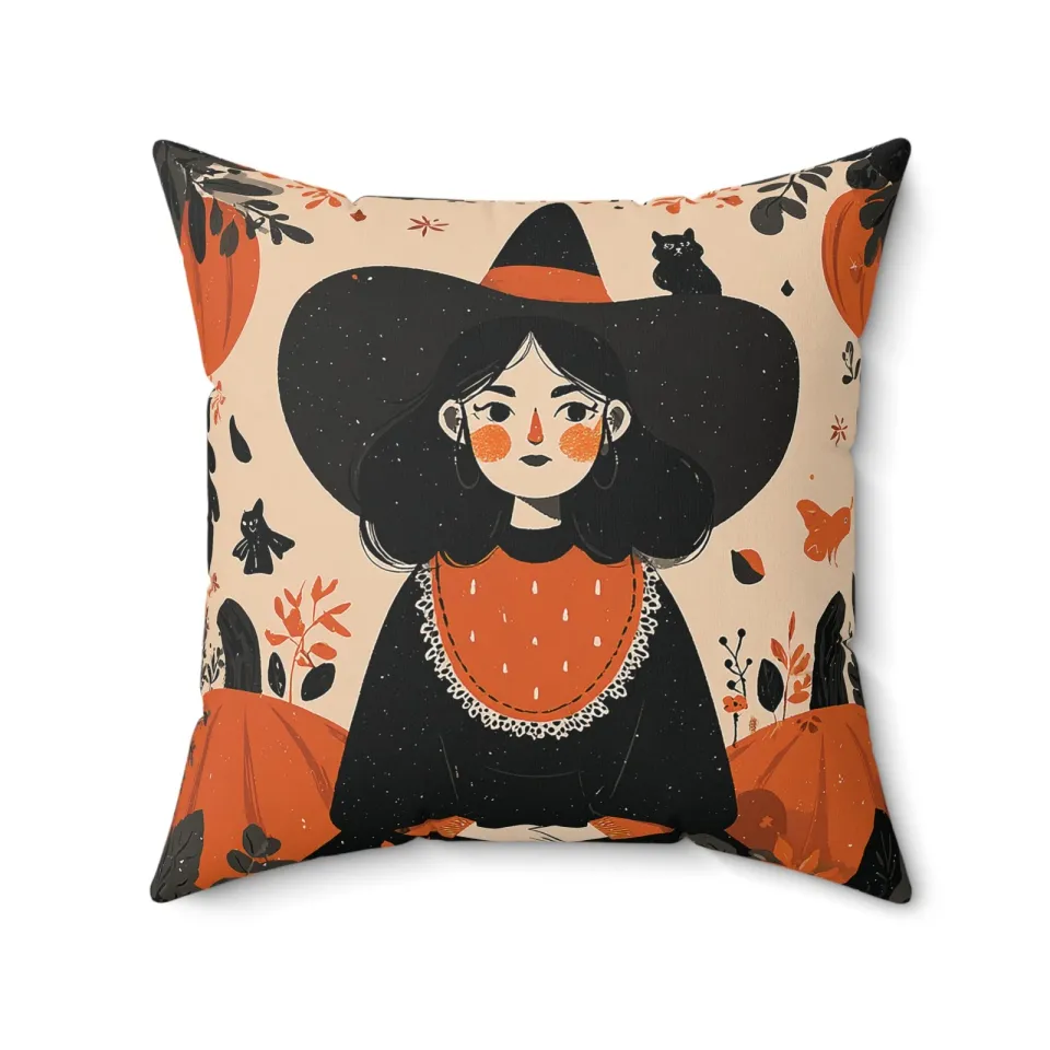 Halloween Witch Throw Pillow and Cover