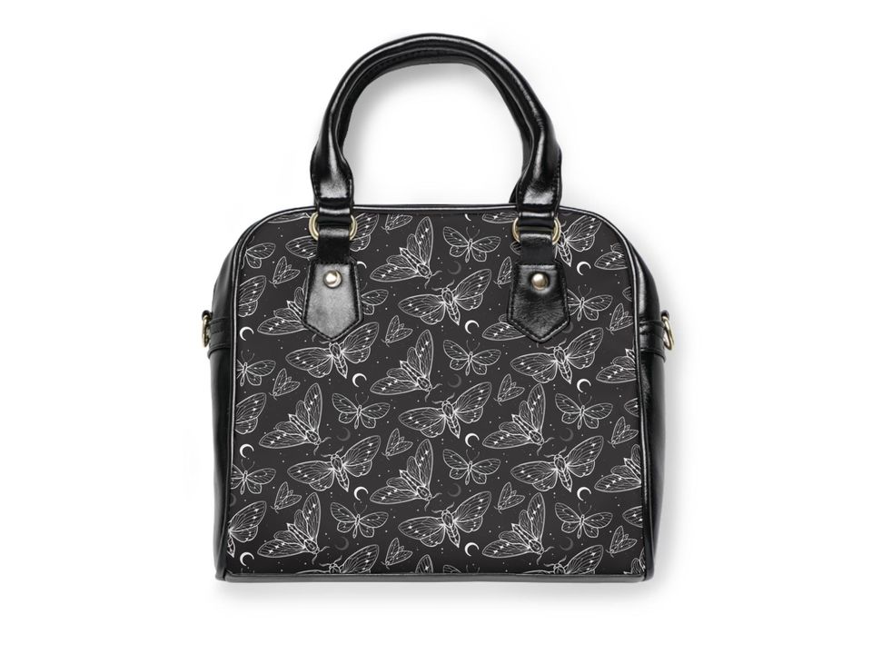 Gothic Moth Shoulder Bag, Dark Butterfly Handbag,