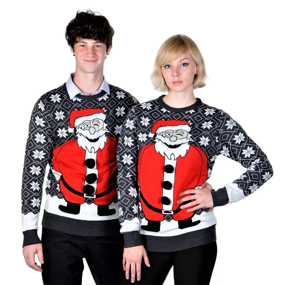 RWB Happy Santa Pullover Ugly Christmas Sweater Slim Fit