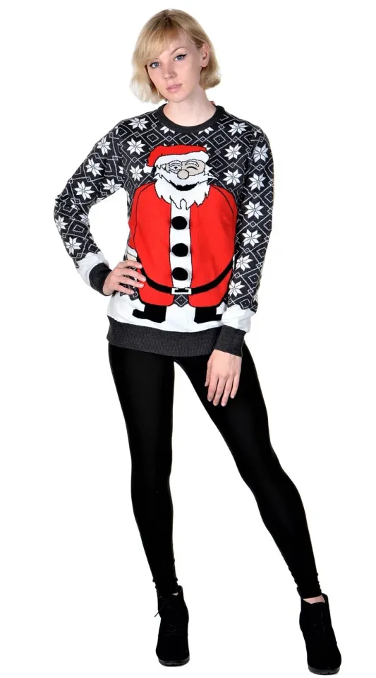 RWB Happy Santa Pullover Ugly Christmas Sweater Slim Fit