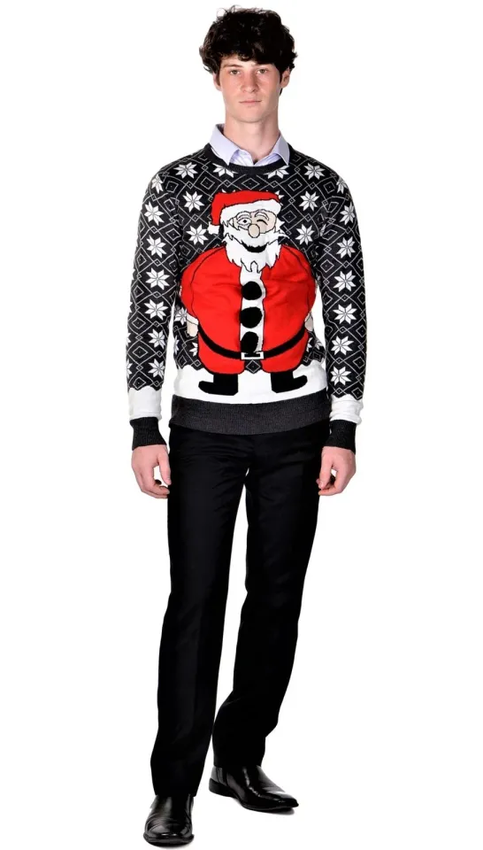 RWB Happy Santa Pullover Ugly Christmas Sweater Slim Fit