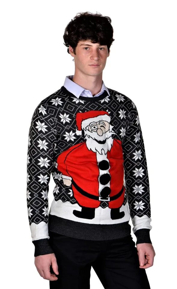 RWB Happy Santa Pullover Ugly Christmas Sweater Slim Fit