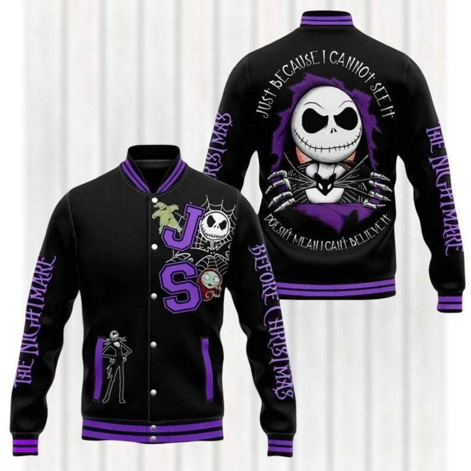 Nightmare Before Christmas Baseball Jacket, Jack Skellington Jacket Men