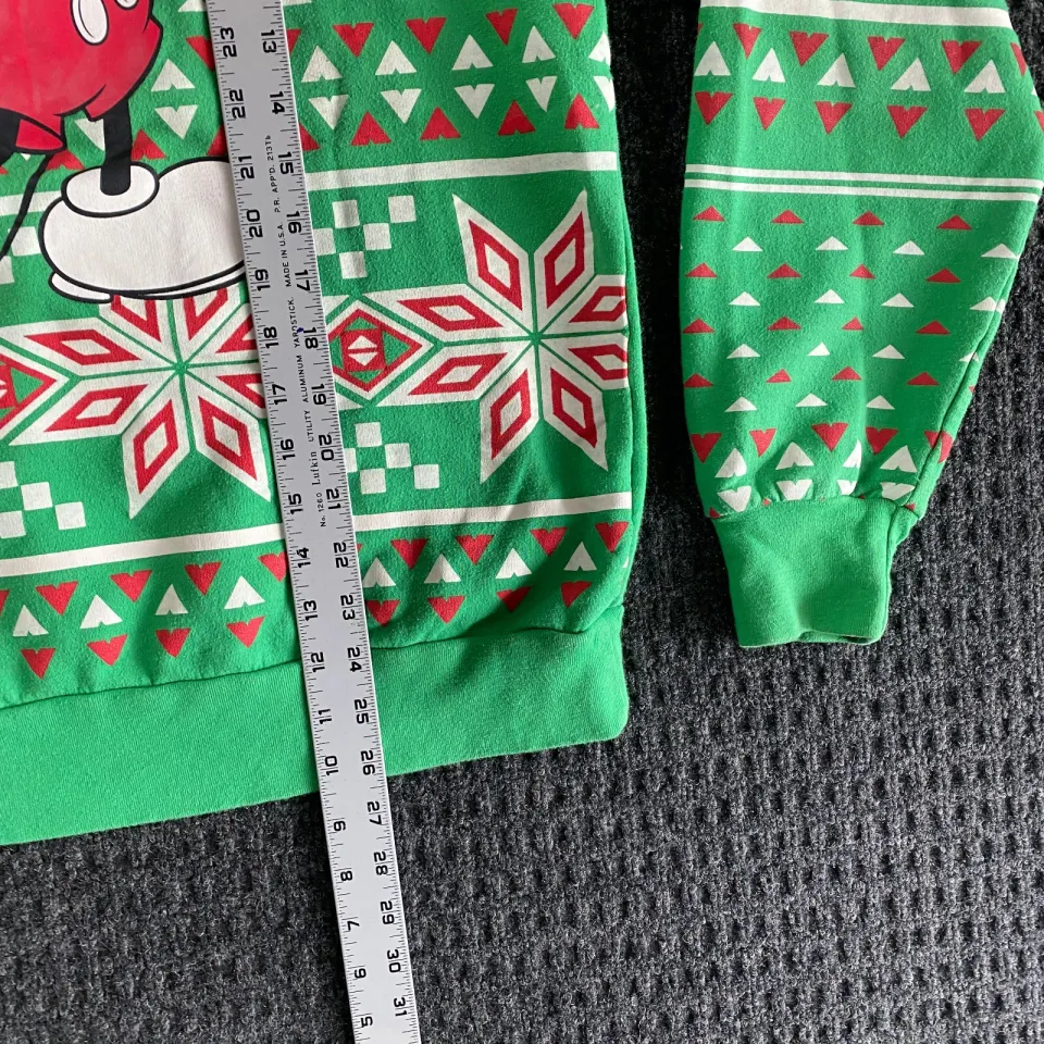 Disney Mickey Mouse Christmas Sweater Ugly All Over Print Green M FAST
