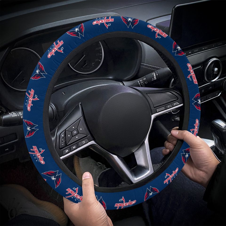 Washington Capitals themed steering wheel cover for a fan