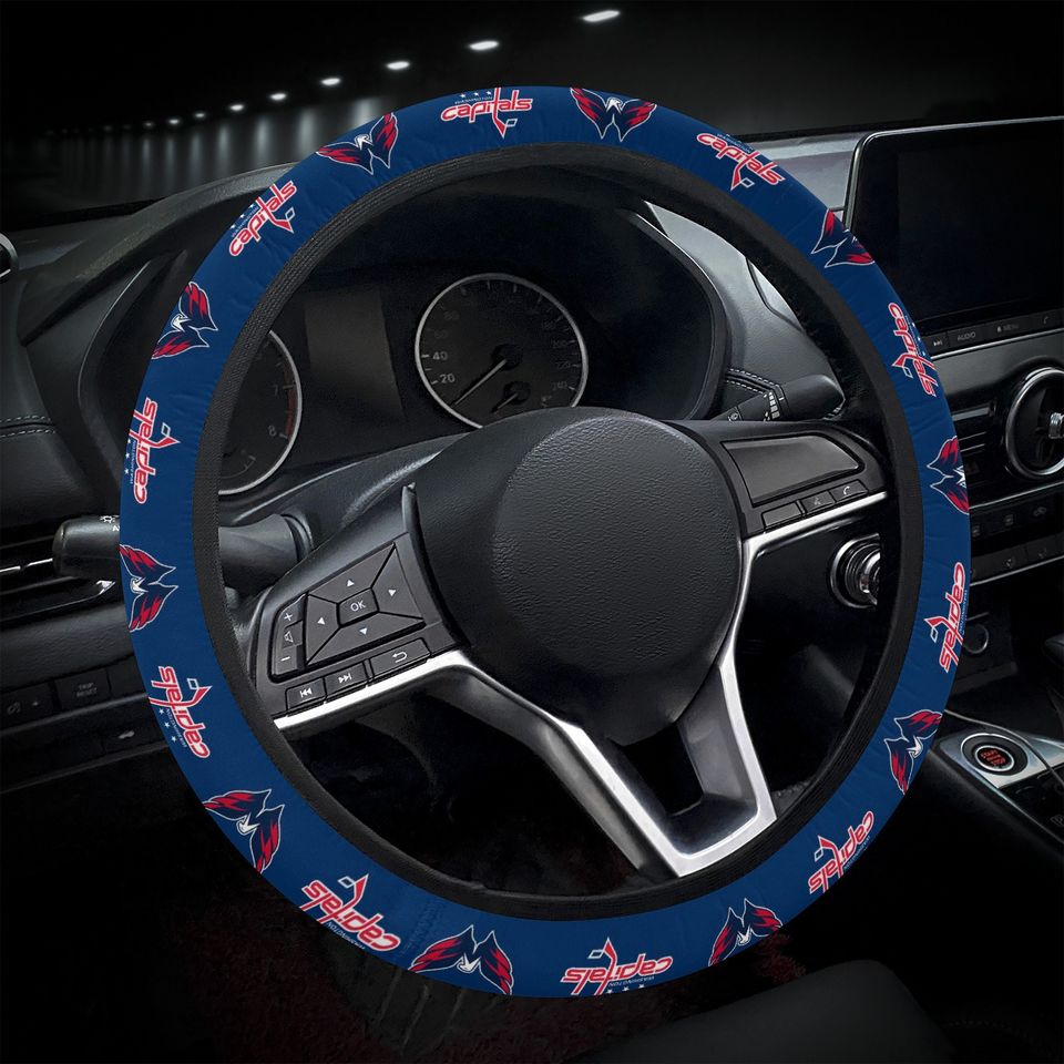 Washington Capitals themed steering wheel cover for a fan