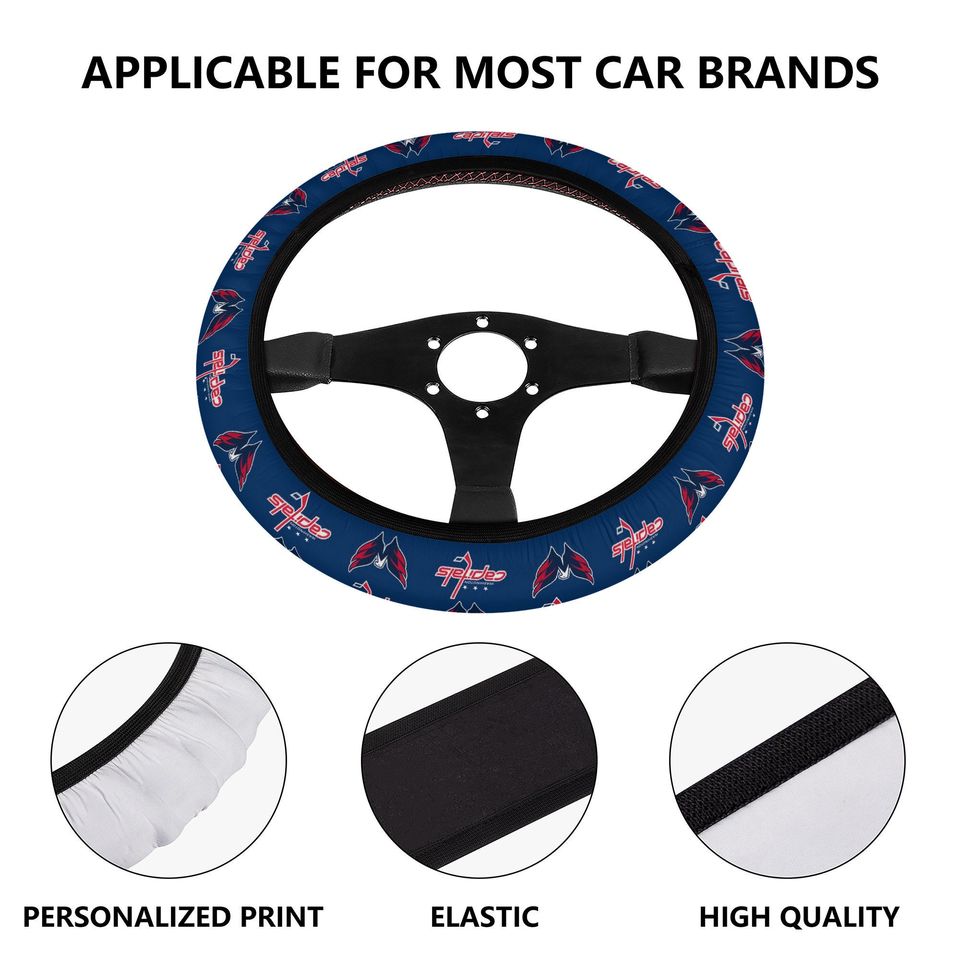 Washington Capitals themed steering wheel cover for a fan