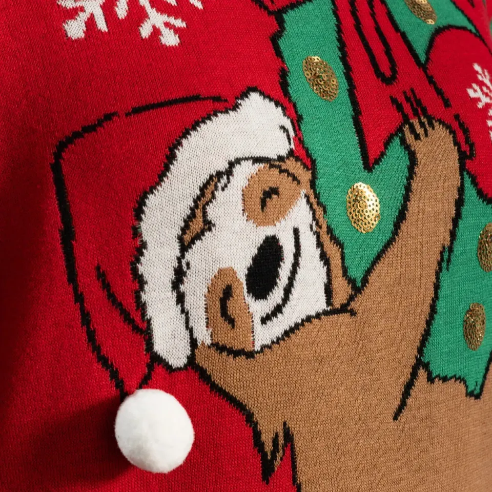Mad Engine Juniors Sloth Hanging On Ornament Ugly Christmas Sweater  XL