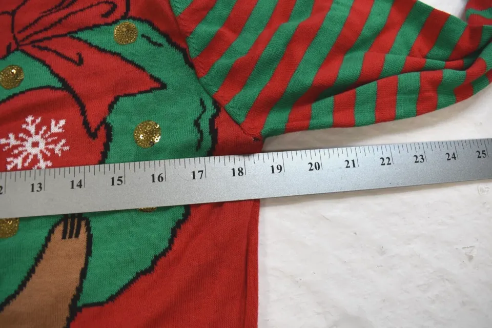 Mad Engine Juniors Sloth Hanging On Ornament Ugly Christmas Sweater  XL