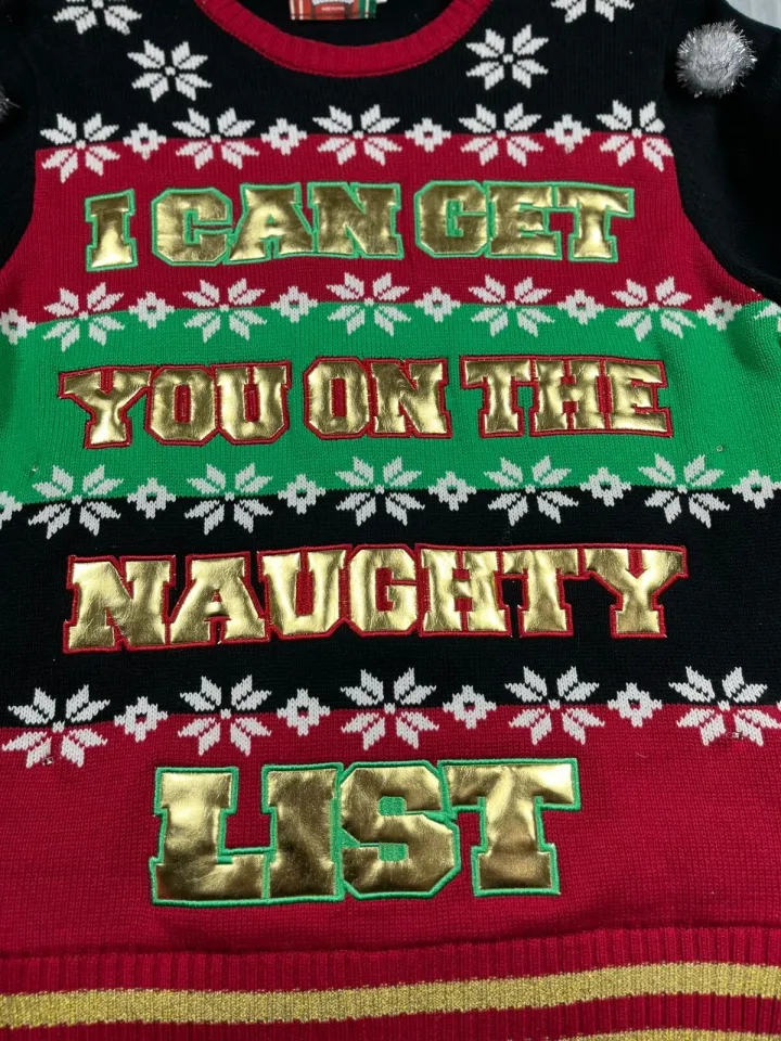 Spencer's Workshop Men's L Pullover Ugly Christmas Sweater Naughty List Light Up