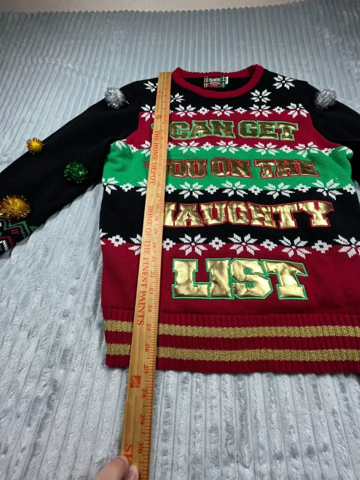 Spencer's Workshop Men's L Pullover Ugly Christmas Sweater Naughty List Light Up