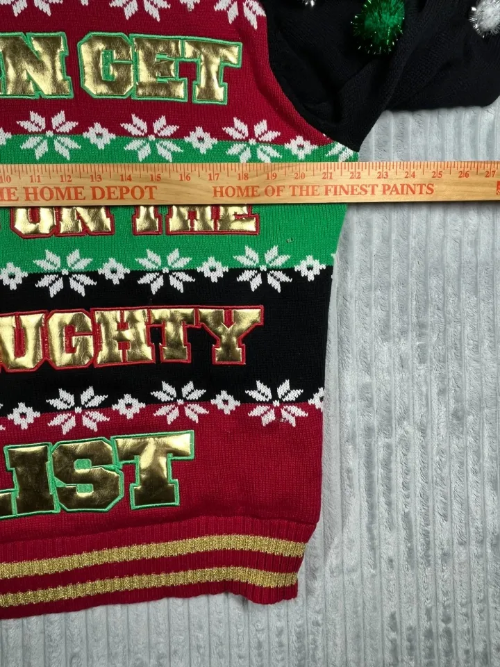 Spencer's Workshop Men's L Pullover Ugly Christmas Sweater Naughty List Light Up