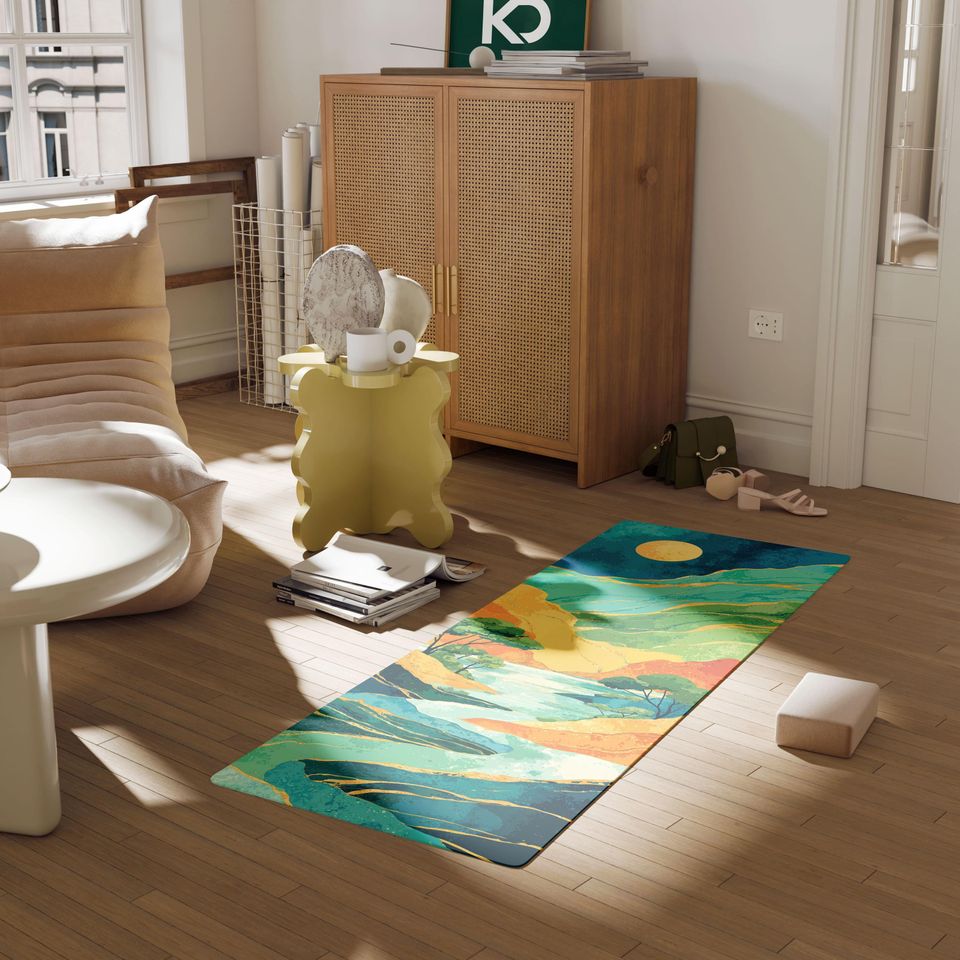 Mountain River Print Yoga Mat