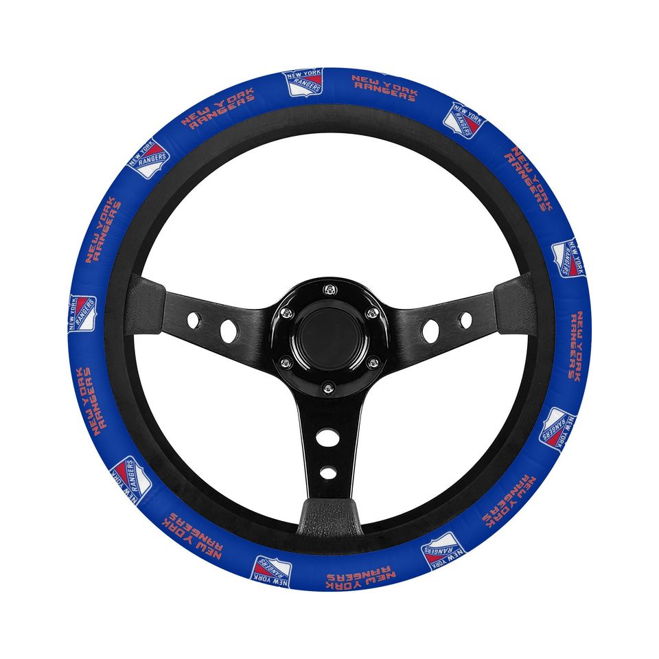 New York Rangers themed custom steering wheel cover for a fan