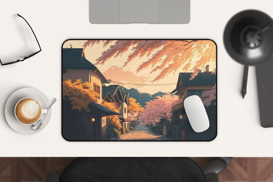 Lo-Fi Anime Mousepad with Sakura Cherry Blossoms