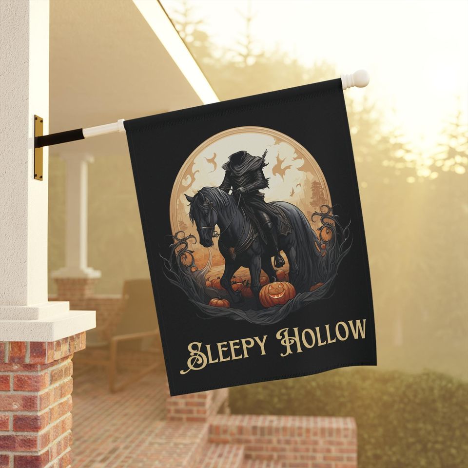 Sleepy Hollow Headless Horseman Halloween Yard Flag: Gothic Fall Decor
