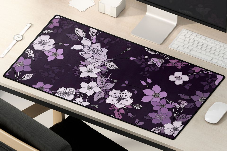 Sakura Purple Mousepad - Cherry Blossom Desk Mat