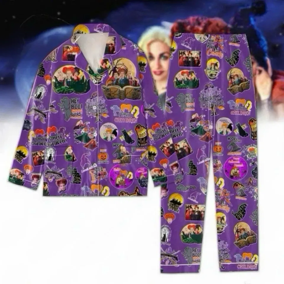 Hocus Pocus Bad Witches I Smell Children Sanderson Sisters Halloween Pajamas Set