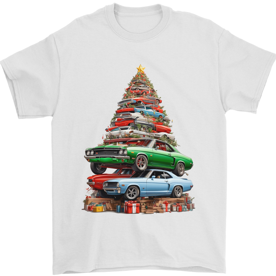 Muscle Car Christmas Tree T-Shirt Men’s