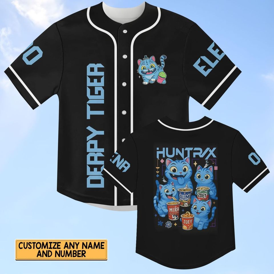 Derpy Tiger Demon Hunter Baseball Jersey, K-pop Band Huntrix Shirt