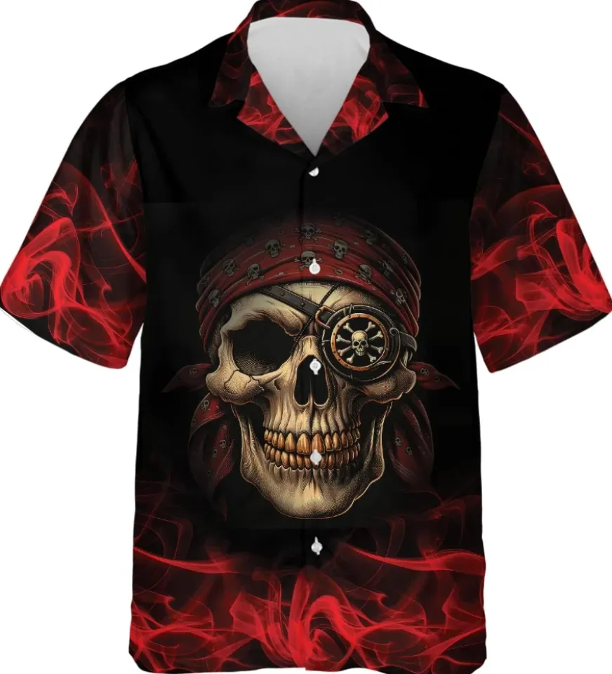 Skeleton Hawaiian Shirts for Men - Horror Button