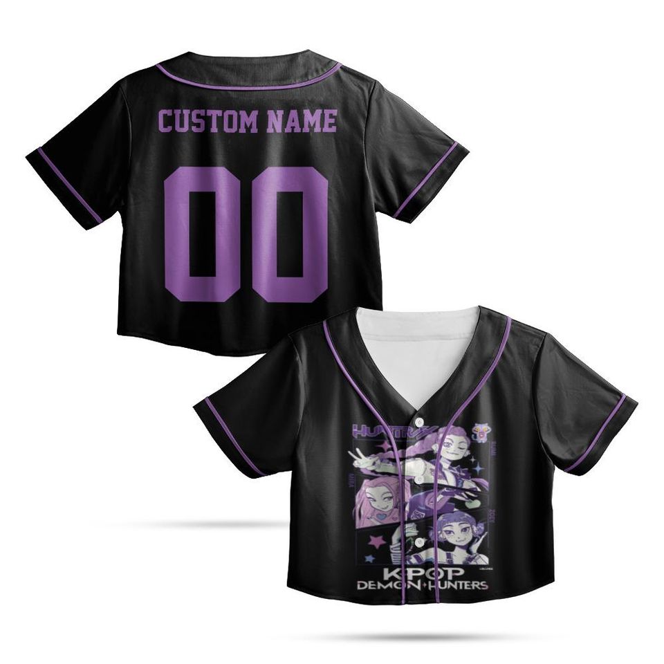 Personalized Huntrix Jersey, Kpop Demon Hunters Crop top Baseball Jersey