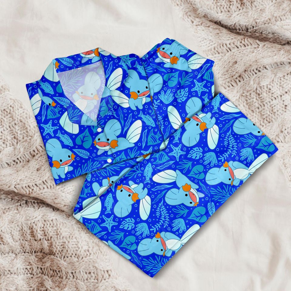 Mudkip Pajama Set Anime Inspired Sleepwear Cosplay  Kawaii Loungewear Gift for Anime Fans