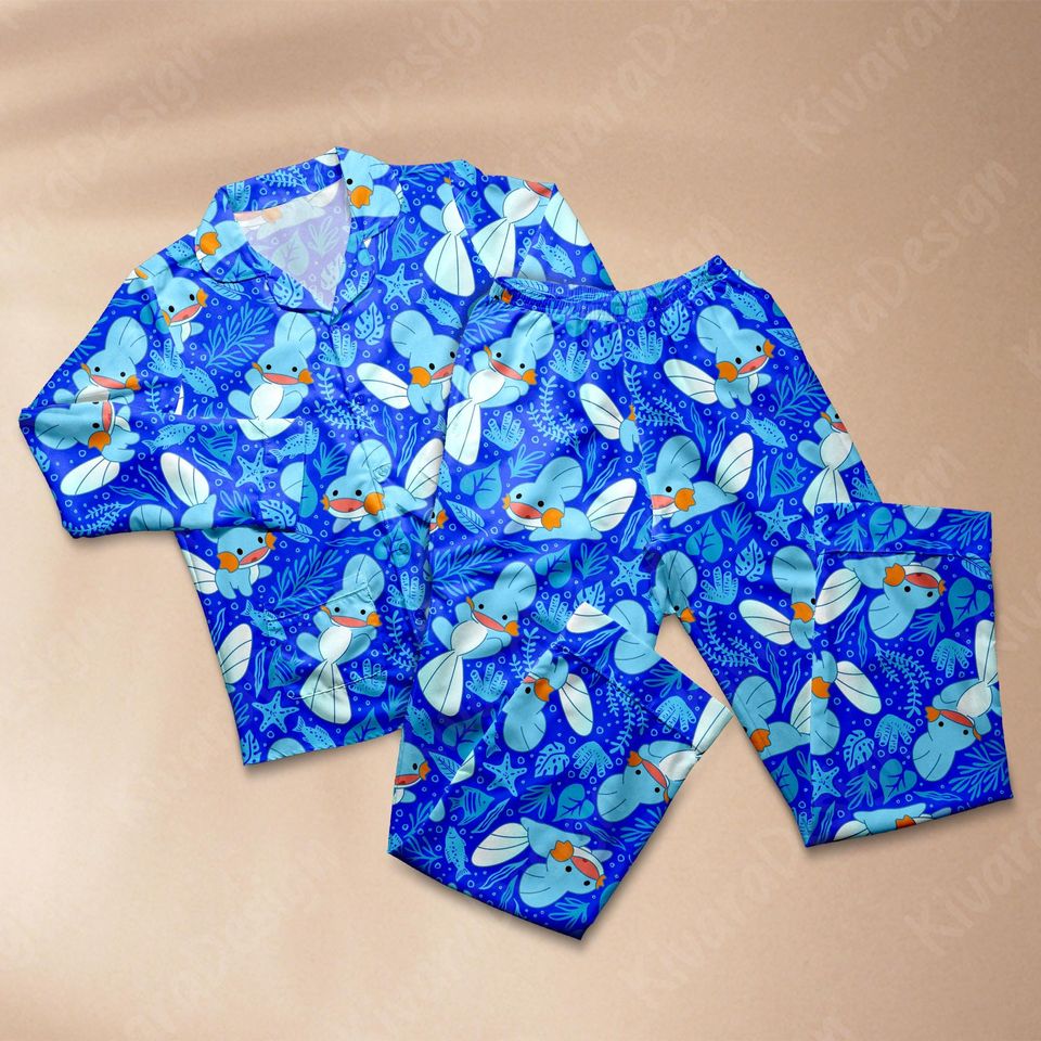 Mudkip Pajama Set Anime Inspired Sleepwear Cosplay  Kawaii Loungewear Gift for Anime Fans