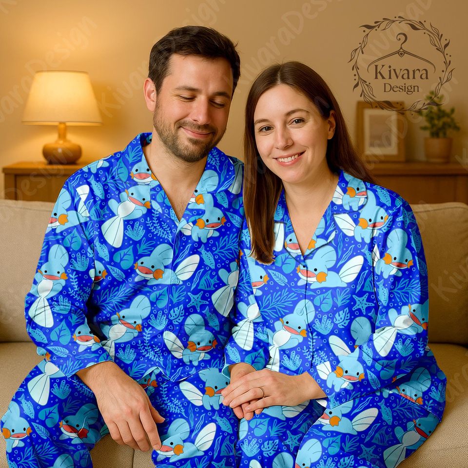 Mudkip Pajama Set Anime Inspired Sleepwear Cosplay  Kawaii Loungewear Gift for Anime Fans