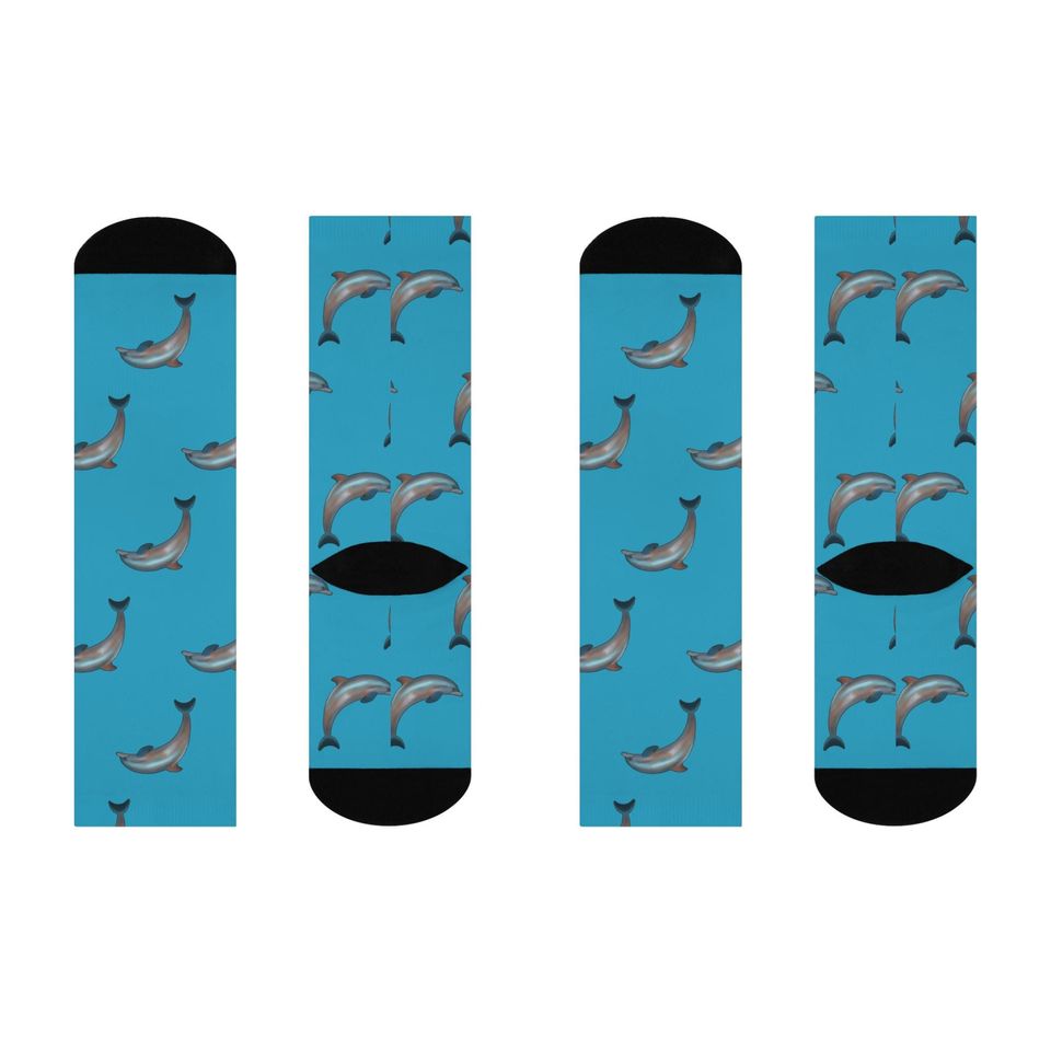 Hand-Drawn Miami Dolphins Socks - Turquoise Cushioned Crew Socks