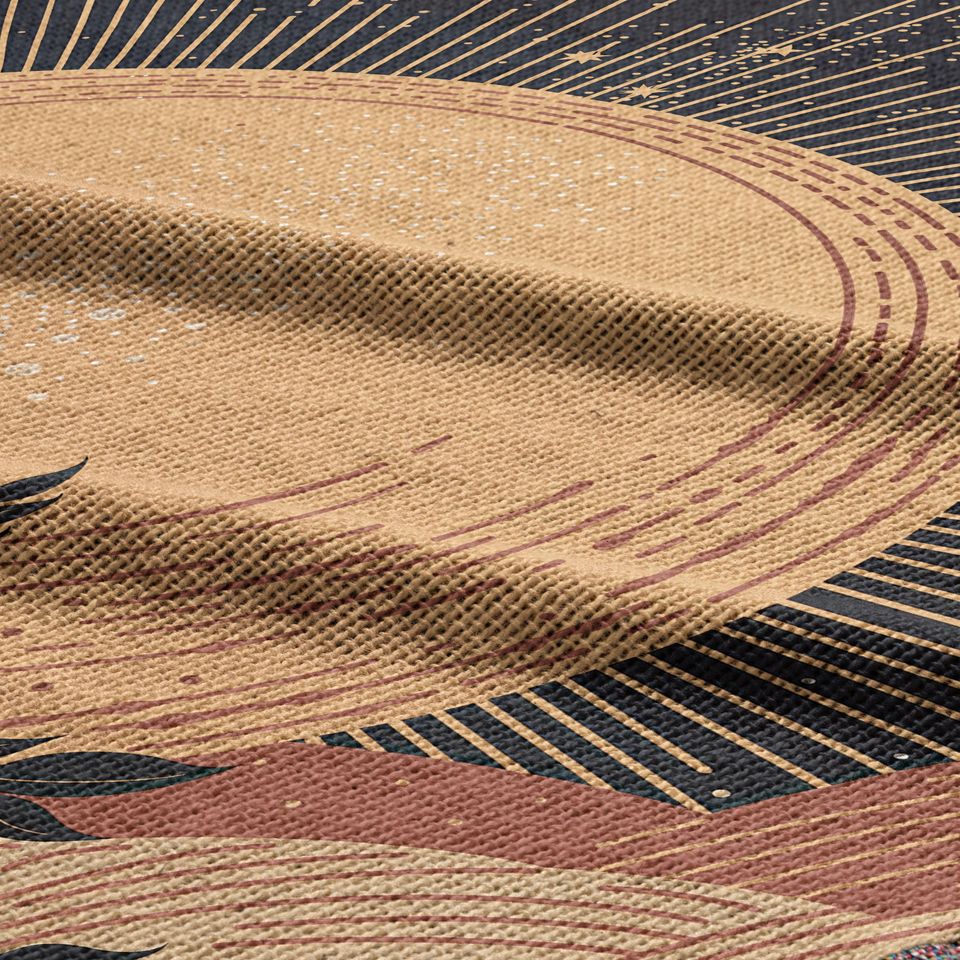 Celestial Woven Blanket with Moon Phase Pattern, Sun and Moon Astrology Throw