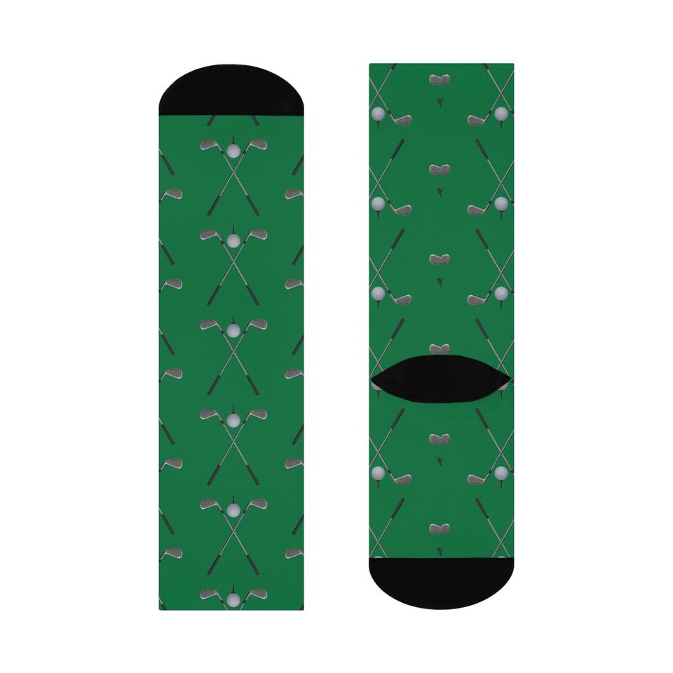 Golf Clubs Cushioned Crew Socks - Green Background