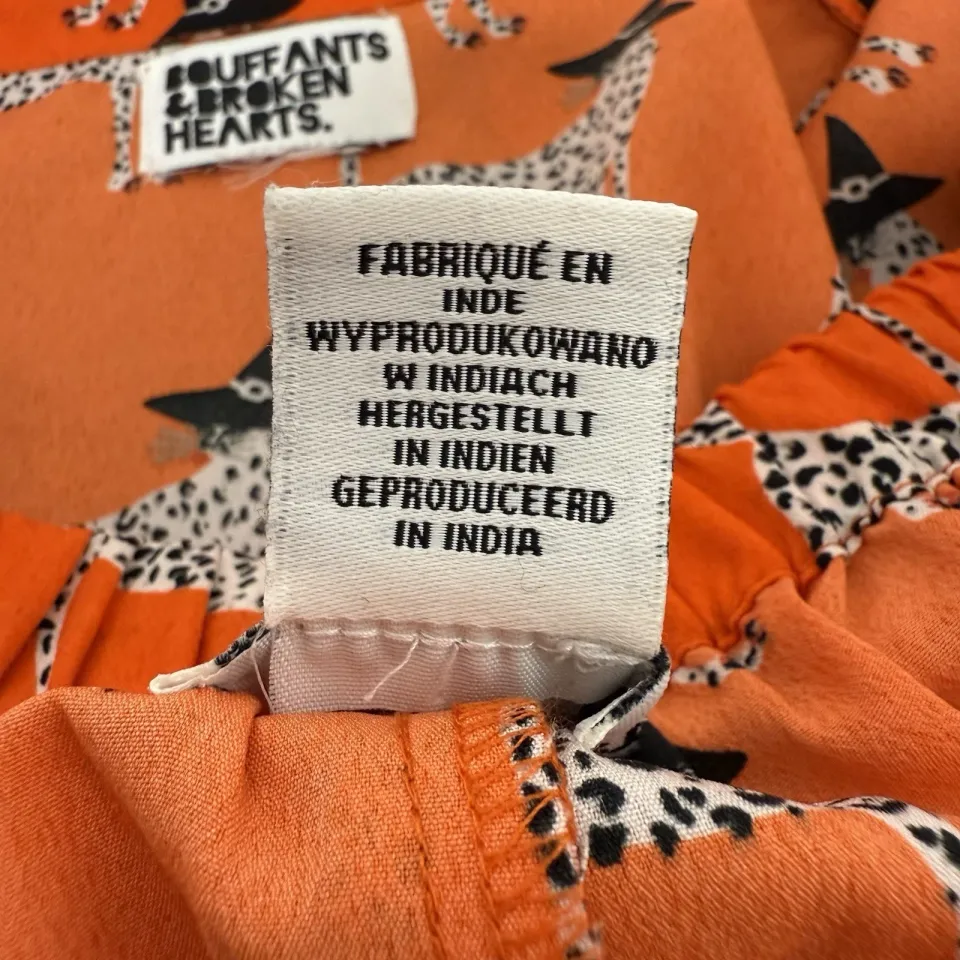 Bouffants & Broken Hearts Halloween Orange Leopard Witch Notch Shorty PJ Set S