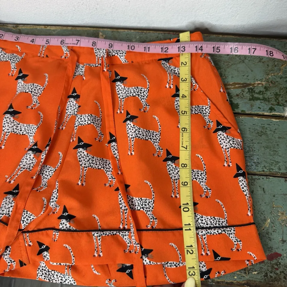 Bouffants & Broken Hearts Halloween Orange Leopard Witch Notch Shorty PJ Set S